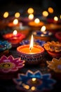 Glowing diwali diya candle lamp, Indian spiritual festival of light