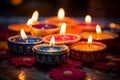 Glowing diwali diya candle lamp, Indian spiritual festival of light