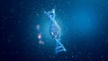 Glowing DNA double helix made of luminous particles in a dark blue background Royalty Free Stock Photo