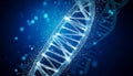 Glowing DNA Helix on a Blue Background Royalty Free Stock Photo