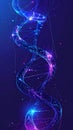 Glowing DNA Helix in a Digital Network Royalty Free Stock Photo