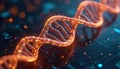 Glowing DNA strand digital representation shows genetic code. Futuristic biotech science and data analysis concept. Abstract Royalty Free Stock Photo