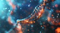Glowing DNA strand with genetic code on abstract background.  Concept of genetic engineering, genome, and biotechnology Royalty Free Stock Photo