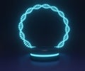 Glowing DNA strand product display podium