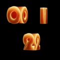 Glowing double-font alphabet - digits 0-2