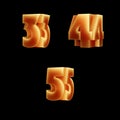 Glowing double-font alphabet - digits 3-5