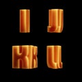 Glowing double-font alphabet - letters I-L