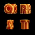 Glowing double-font alphabet - letters O-T