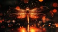 Glowing dragonfly, fiery reflection Royalty Free Stock Photo