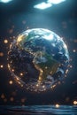 Glowing Earth globe with digital network, global tech connectivity, Portrait Images Generative AI Royalty Free Stock Photo