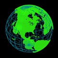 Glowing Earth planet cyber 3D Globe Royalty Free Stock Photo