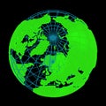 Glowing Earth planet cyber 3D Globe Royalty Free Stock Photo