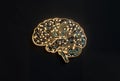 Glowing Electronic Circuit Board Brain on Dark Background. AI generated Royalty Free Stock Photo