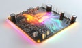 Glowing electronic circuit board with digital data flow Royalty Free Stock Photo