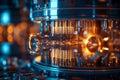 Glowing elements highlight complex quantum computing components, showcasing advanced tech designs and architecture
