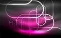 Glowing ellipses dark background, waves and swirl, neon light effect, shiny vector magic effects Royalty Free Stock Photo