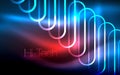 Glowing ellipses dark background, waves and swirl, neon light effect, shiny vector magic effects Royalty Free Stock Photo