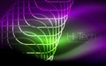 Glowing ellipses dark background, waves and swirl, neon light effect, shiny vector magic effects Royalty Free Stock Photo