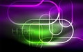 Glowing ellipses dark background, waves and swirl, neon light effect, shiny vector magic effects Royalty Free Stock Photo