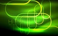 Glowing ellipses dark background, waves and swirl, neon light effect, shiny vector magic effects Royalty Free Stock Photo