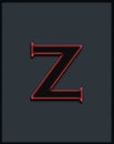 Glowing ember letter Z on the grey