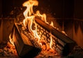 Glowing embers and ash are underneath, enhancing the warmth of the scene Royalty Free Stock Photo