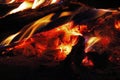 GLOWING EMBERS OF A BURNING HARDWOOD CAMPFIRE Royalty Free Stock Photo