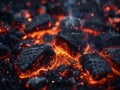 Glowing embers in a campfire