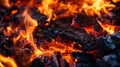 Glowing embers and flames in a barbecue Royalty Free Stock Photo