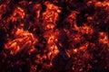 Glowing embers in hot red color