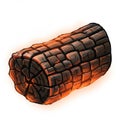 Glowing Embers Inside Charred Wooden Log Isolated on White Background Rendering Royalty Free Stock Photo
