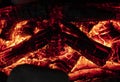 Glowing embers log