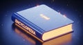 Glowing Encyclopedia Book with Information Icon and Digital Network Royalty Free Stock Photo