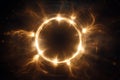 Glowing Energy Ring with Fiery Orange Sparks Royalty Free Stock Photo