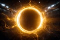 Glowing Energy Ring with Fiery Orange Sparks Royalty Free Stock Photo