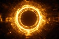 Glowing Energy Ring with Fiery Orange Sparks Royalty Free Stock Photo