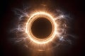 Glowing Energy Ring with Fiery Orange Sparks Royalty Free Stock Photo