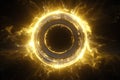 Glowing Energy Ring with Fiery Orange Sparks Royalty Free Stock Photo