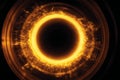 Glowing Energy Ring with Fiery Orange Sparks Royalty Free Stock Photo