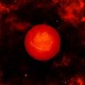 Glowing eruption red planet or Sunspots, Solar Flares and red nebula sky with many stars. Abstract scientific background, coronal Royalty Free Stock Photo