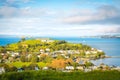 Glowing evening over historical suburb of Devonport, view from Mount Victoria. Royalty Free Stock Photo