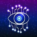 Eye with circuit board, doodle style Royalty Free Stock Photo