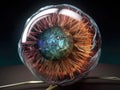 Glowing eye model with artificial lens