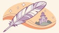 Glowing Feather with Distant Castle, Dreamy Vector Illustration, vector design Generative AI Royalty Free Stock Photo