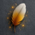 A glowing feather with sparkles on a textured dark background. Royalty Free Stock Photo