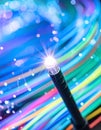 Glowing Fiber Optic Cable Transmitting Digital Data Royalty Free Stock Photo