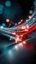 Glowing fiber optic cables transmitting data in a futuristic technology concept Royalty Free Stock Photo