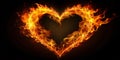 Glowing Fiery Heart Shape Burning Brightly in the Darkness at Night Generative AI