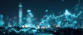 The glowing financial growth graph over a city skyline at night. AI generated image Royalty Free Stock Photo