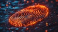 A glowing fingerprint captured on a dark surface representing security and identity in technology